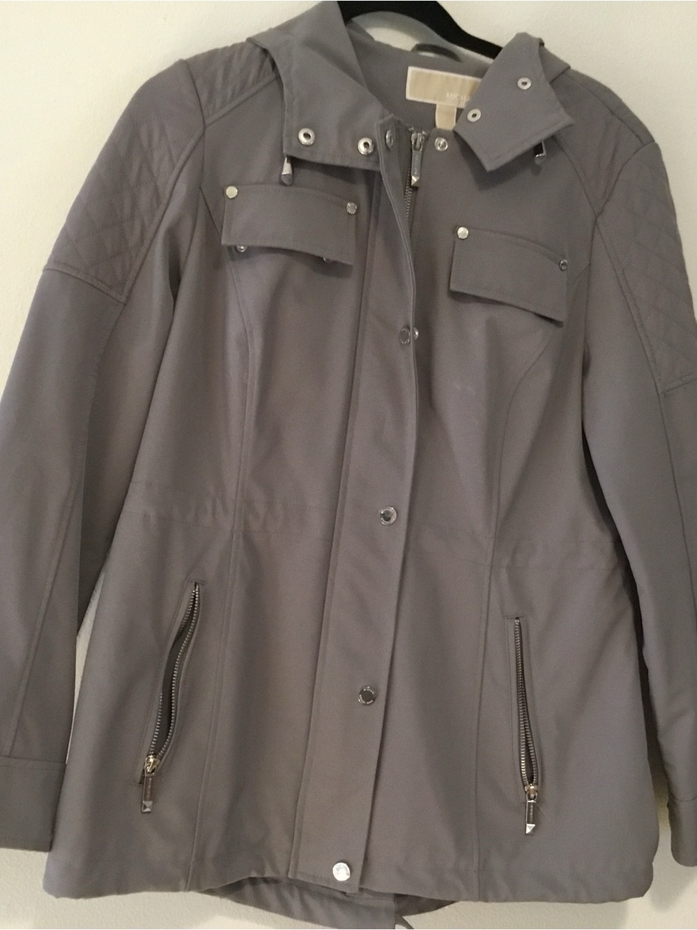 Michael Kors Gray Hooded Utility Jacket